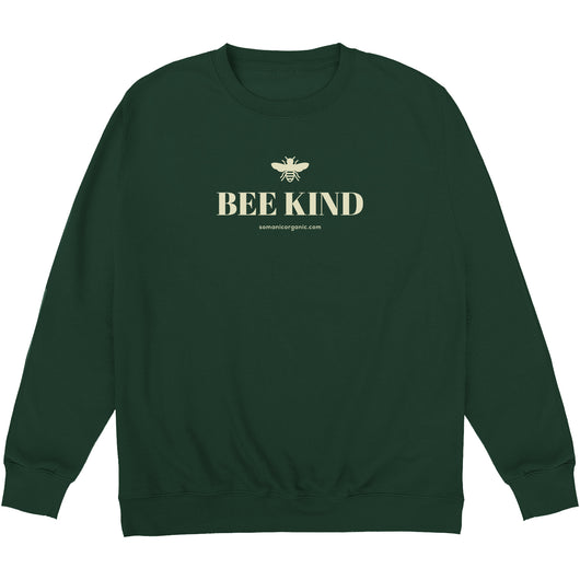 Image of Vegan certified and Organic 'Bee Kind' sweatshirt in dark green 