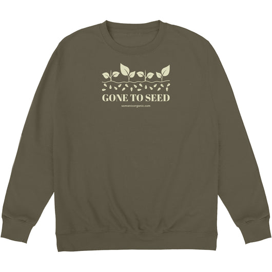 Gone To Seed organic sweatshirt in Olive Green from www.somanicorganic.com