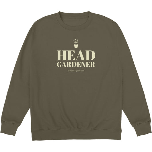 Head Gardener sweatshirt in olivve green from www.somanicorganic.com