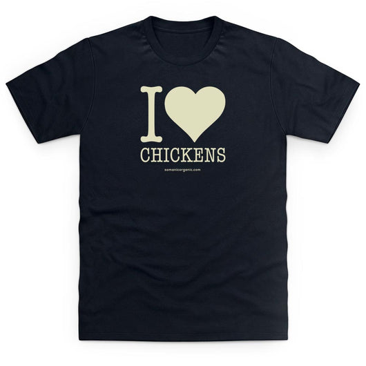 I love chickens organic T-Shirt in black from www.somanicorganic.com