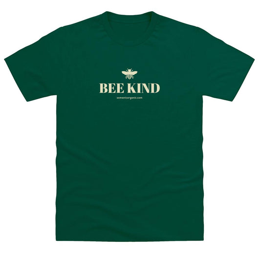 Image of Vegan certified and Organic 'Bee Kind' t-Shirt in dark green 